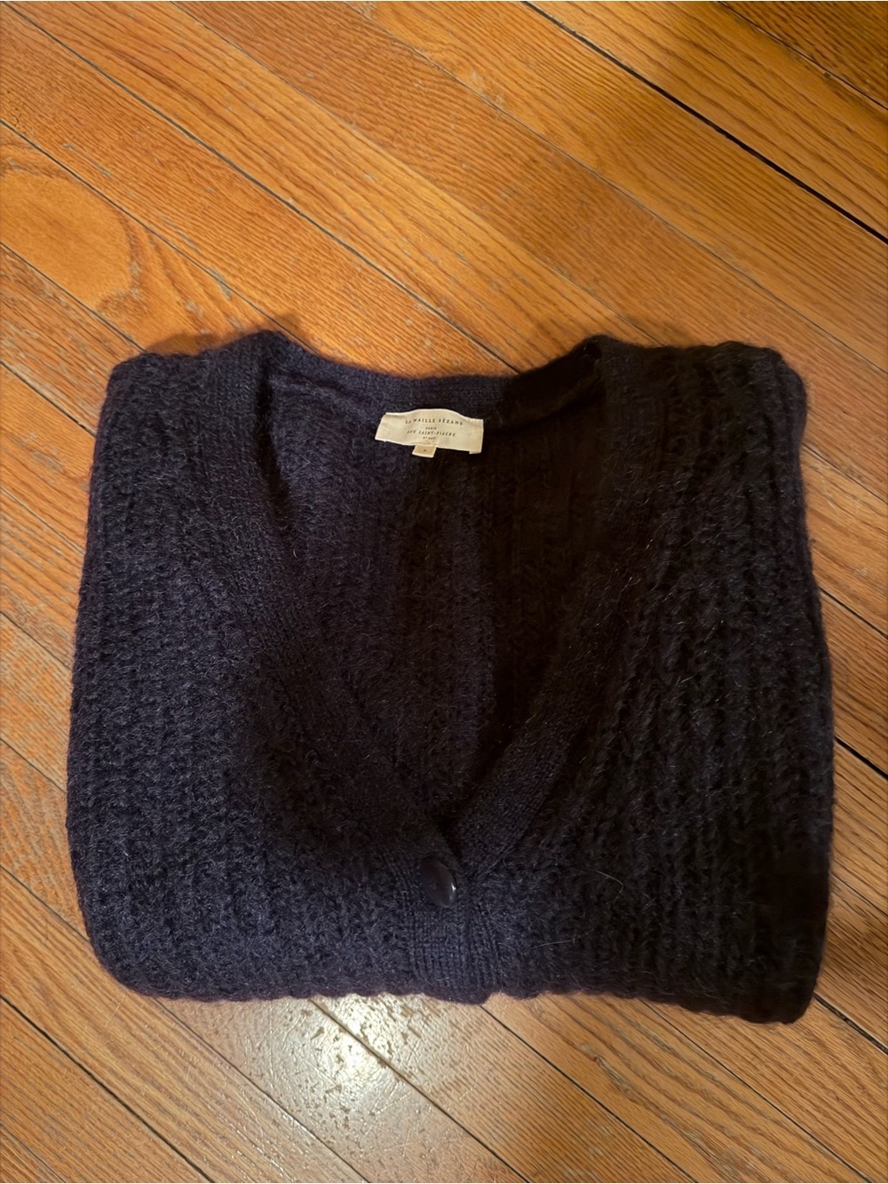 Sezane Navy Basile V-Neck Women's Sweater